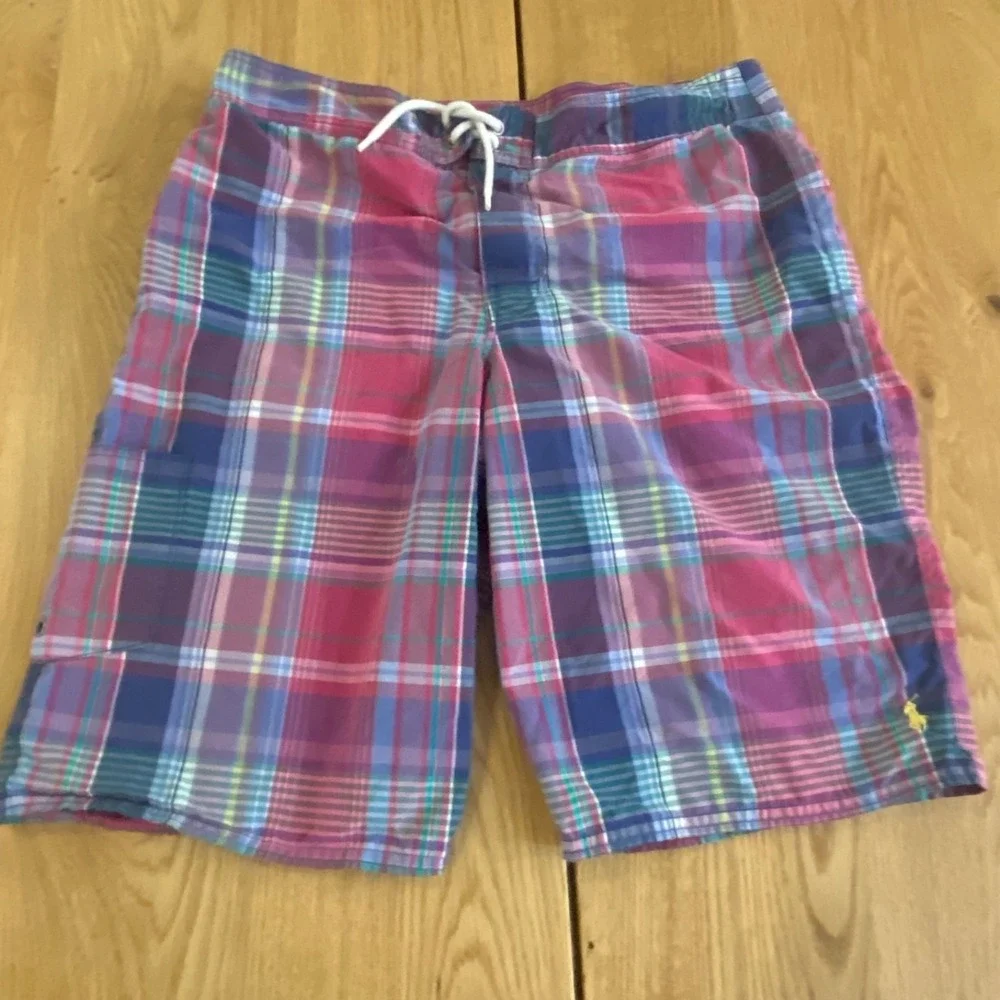Vintage Polo Ralph Lauren Plaid Shorts Pastel Straight Bermuda Cotton Youth‎ 18